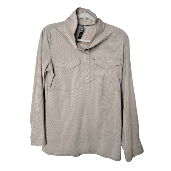 Mountain Hardwear Citypass Popover Shirt Womens Medium Brown Cream Tunic Outdoor - Picture 1 of 11